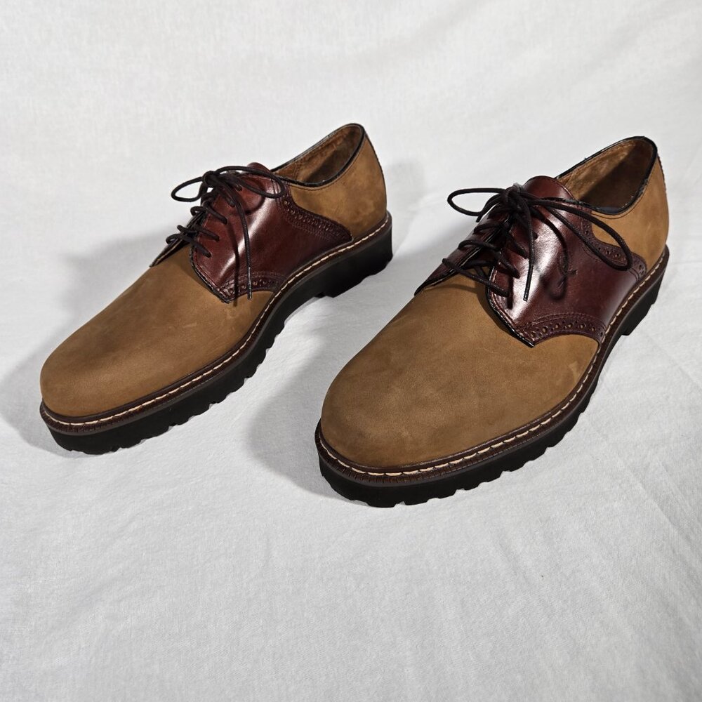 RARE Vintage 1985 TOMMY HILFIGUER Old Stock Brown Leather Oxford Shoes Men's 12M - Picture 3 of 17